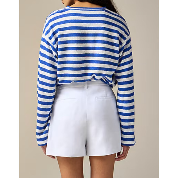 J Crew Lucia Shorts 0 White NWT Stretch Linen CI493 J.Crew Travel Resort - Picture 3 of 7